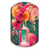 High Fashion Perfume Bottle Vase With Flowers II - Asymmetric Metal Wall Art