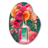 High Fashion Perfume Bottle Vase With Flowers II - Asymmetric Metal Wall Art