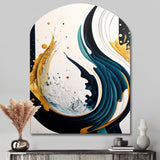 Blue And Gold Modern Art Abstract Painting VI - Asymmetric Metal Wall Art