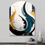 Blue And Gold Modern Art Abstract Painting VI - Asymmetric Metal Wall Art