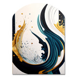 Blue And Gold Modern Art Abstract Painting VI - Asymmetric Metal Wall Art