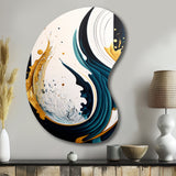 Blue And Gold Modern Art Abstract Painting VI - Asymmetric Metal Wall Art