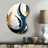 Blue And Gold Modern Art Abstract Painting VI - Asymmetric Metal Wall Art