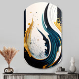 Blue And Gold Modern Art Abstract Painting VI - Asymmetric Metal Wall Art