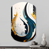 Blue And Gold Modern Art Abstract Painting VI - Asymmetric Metal Wall Art