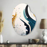 Blue And Gold Modern Art Abstract Painting VI - Asymmetric Metal Wall Art