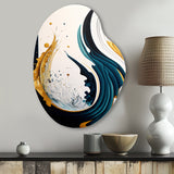 Blue And Gold Modern Art Abstract Painting VI - Asymmetric Metal Wall Art