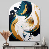 Blue And Gold Modern Art Abstract Painting VII - Asymmetric Metal Wall Art