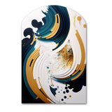 Blue And Gold Modern Art Abstract Painting VII - Asymmetric Metal Wall Art