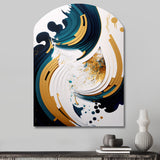 Blue And Gold Modern Art Abstract Painting VII - Asymmetric Metal Wall Art