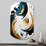 Blue And Gold Modern Art Abstract Painting VII - Asymmetric Metal Wall Art