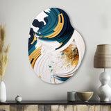 Blue And Gold Modern Art Abstract Painting VII - Asymmetric Metal Wall Art