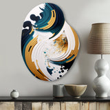 Blue And Gold Modern Art Abstract Painting VII - Asymmetric Metal Wall Art