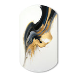 Black, White And Gold Liquid Art I - Asymmetric Metal Wall Art