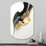 Black, White And Gold Liquid Art I - Asymmetric Metal Wall Art