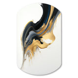 Black, White And Gold Liquid Art I - Asymmetric Metal Wall Art