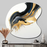 Black, White And Gold Liquid Art I - Asymmetric Metal Wall Art