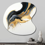 Black, White And Gold Liquid Art I - Asymmetric Metal Wall Art