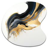 Black, White And Gold Liquid Art I - Asymmetric Metal Wall Art