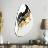 Black, White And Gold Liquid Art I - Asymmetric Metal Wall Art