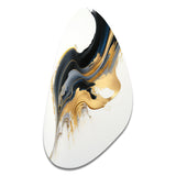 Black, White And Gold Liquid Art I - Asymmetric Metal Wall Art