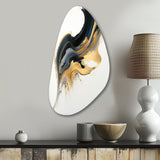 Black, White And Gold Liquid Art I - Asymmetric Metal Wall Art