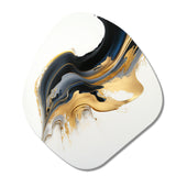 Black, White And Gold Liquid Art I - Asymmetric Metal Wall Art