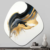 Black, White And Gold Liquid Art I - Asymmetric Metal Wall Art