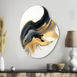 Black, White And Gold Liquid Art I - Asymmetric Metal Wall Art