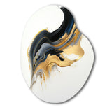 Black, White And Gold Liquid Art I - Asymmetric Metal Wall Art