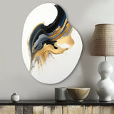 Black, White And Gold Liquid Art I - Asymmetric Metal Wall Art