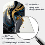 Black, White And Gold Liquid Art IV - Asymmetric Metal Wall Art