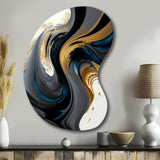 Black, White And Gold Liquid Art IV - Asymmetric Metal Wall Art