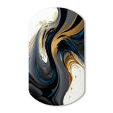 Black, White And Gold Liquid Art IV - Asymmetric Metal Wall Art