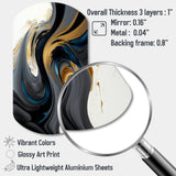 Black, White And Gold Liquid Art IV - Asymmetric Metal Wall Art