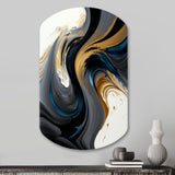 Black, White And Gold Liquid Art IV - Asymmetric Metal Wall Art