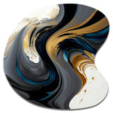 Black, White And Gold Liquid Art IV - Asymmetric Metal Wall Art