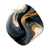 Black, White And Gold Liquid Art IV - Asymmetric Metal Wall Art