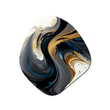 Black, White And Gold Liquid Art IV - Asymmetric Metal Wall Art