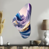 Blue, Gold And Purple Splash Paint IV - Asymmetric Metal Wall Art