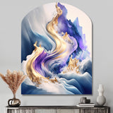 Blue And Gold Splash Paint III - Asymmetric Metal Wall Art