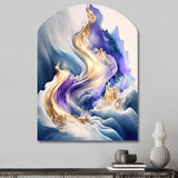 Blue And Gold Splash Paint III - Asymmetric Metal Wall Art