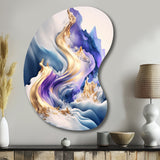 Blue And Gold Splash Paint III - Asymmetric Metal Wall Art