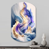 Blue And Gold Splash Paint III - Asymmetric Metal Wall Art