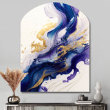 Blue And Gold Splash Paint IV - Asymmetric Metal Wall Art