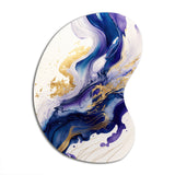 Blue And Gold Splash Paint IV - Asymmetric Metal Wall Art