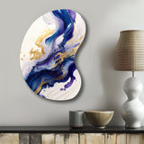 Blue And Gold Splash Paint IV - Asymmetric Metal Wall Art