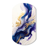 Blue And Gold Splash Paint IV - Asymmetric Metal Wall Art