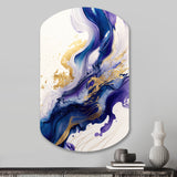 Blue And Gold Splash Paint IV - Asymmetric Metal Wall Art