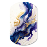 Blue And Gold Splash Paint IV - Asymmetric Metal Wall Art